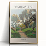 Mid-century modernist art poster featuring geometric shapes in muted blues and oranges, ideal for nursery wall decor.