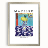 Abstract art print featuring swirls of blue and grey, ideal for modern bedroom or dining room decor.