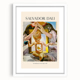 Abstract art print featuring swirling blue and gold patterns on canvas, suitable for dining room or bedroom decor.