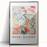 Mid-century modernist art poster featuring geometric shapes in muted blue and orange tones, ideal for nursery wall decor.