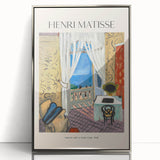 Art deco poster featuring geometric shapes in muted gold and navy, printed on rolled canvas, suitable for nursery wall art.