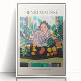 Large art print featuring a mid-century modernist abstract design in muted earth tones on canvas.