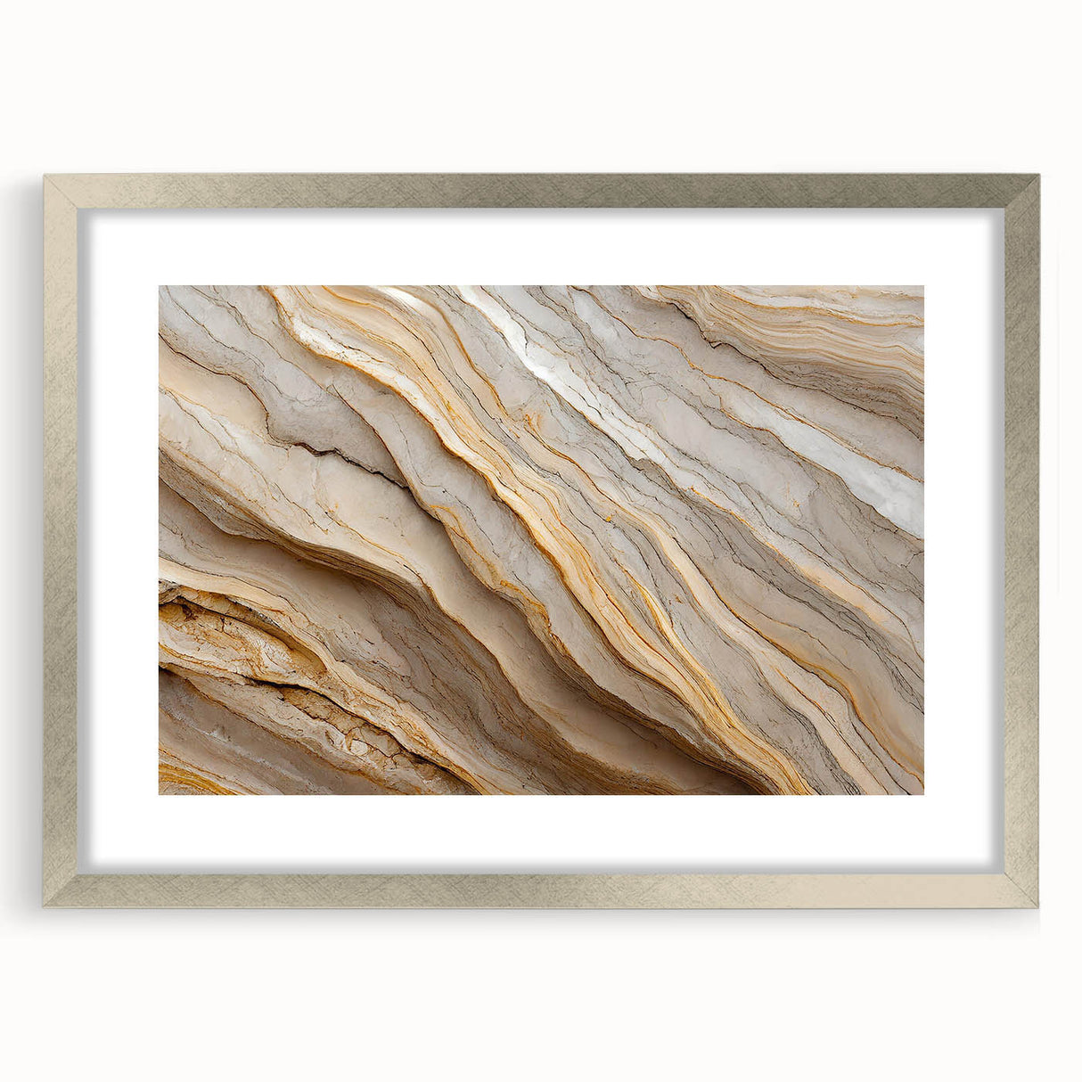 Textured abstract art print in muted earth tones on canvas, ideal for modern bedroom ambiance.