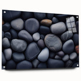 Large abstract wall art depicting swirling shades of blue and gray on canvas, suitable for bedroom or dining room decor.