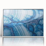 Art deco poster featuring a serene woodland scene in muted green and brown tones, printed on canvas.