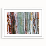 Abstract art print featuring swirling blue and green tones on canvas, suitable for bedroom or dining room decor.