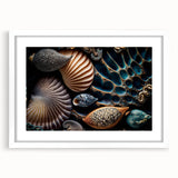 Abstract art print featuring swirling blues and greens on canvas, ideal for dining room or bedroom wall decor.