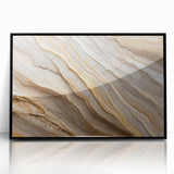 Large abstract wall art with swirling blue and beige tones on canvas, ideal for modern living room decor.