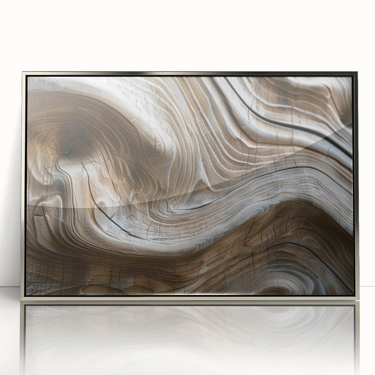 Mid-century modernist art featuring a serene forest landscape in muted green and brown tones on canvas.