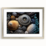 Textured abstract art print with swirling blue and gray tones on canvas, suitable for bedroom ambiance.