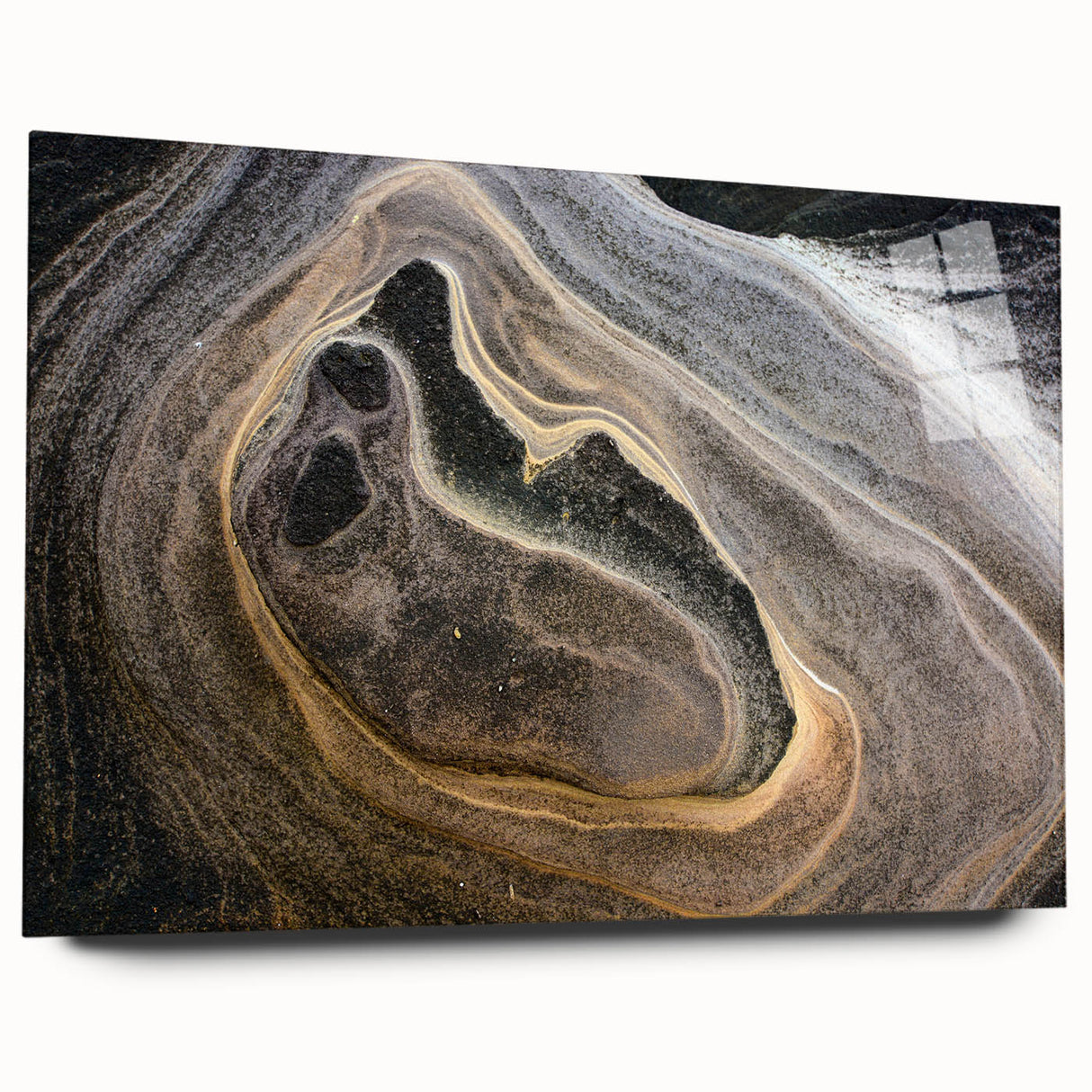 Large abstract wall art featuring swirling blue and gray tones on canvas, ideal for bedroom or dining room decor.