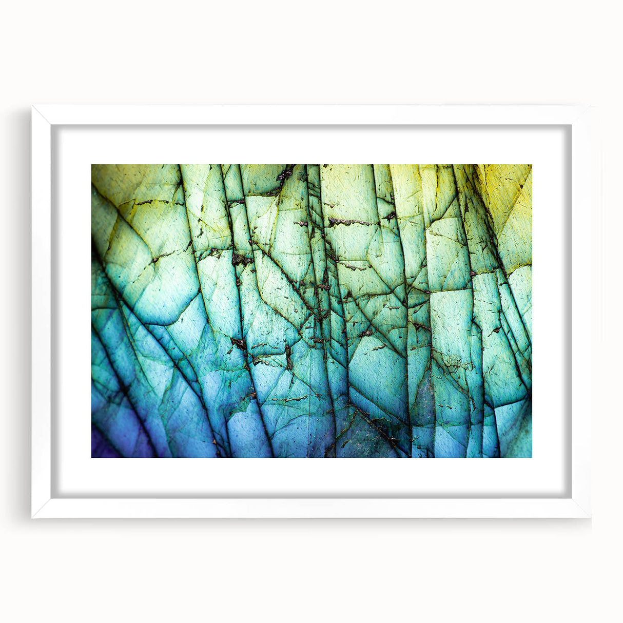 Abstract art print featuring swirling blue and green tones on canvas, suitable for dining room or bedroom decor.