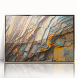 Mid-century modernist art depicting a serene forest landscape in muted green and brown tones on canvas.