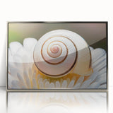 Mid-century modernist art print featuring a stylized forest in muted green and brown tones on canvas.