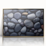 Mid-century modernist large art print of serene forest in muted green and brown tones on canvas.