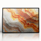 Large abstract wall art featuring swirling blue and green patterns on canvas.