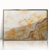 Large art print of a serene forest landscape in soft green and brown tones on canvas, styled in mid-century modernist design.