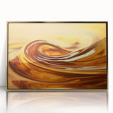 Large art print of a mid-century modernist forest scene in muted green and brown tones on canvas.