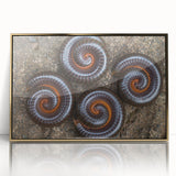 Large art print of a mid-century modernist landscape with muted earth tones on canvas, ideal for nursery wall decor.