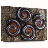 Large abstract wall art featuring swirling blue and gray tones on canvas, ideal for bedroom or dining room decor.