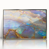 Mid-century modernist art depicting a serene landscape in soft pastel shades on canvas, suitable for nursery wall art.