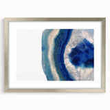 Textured abstract art print in cool blue and gray tones on canvas, suitable for bedroom wall decor.