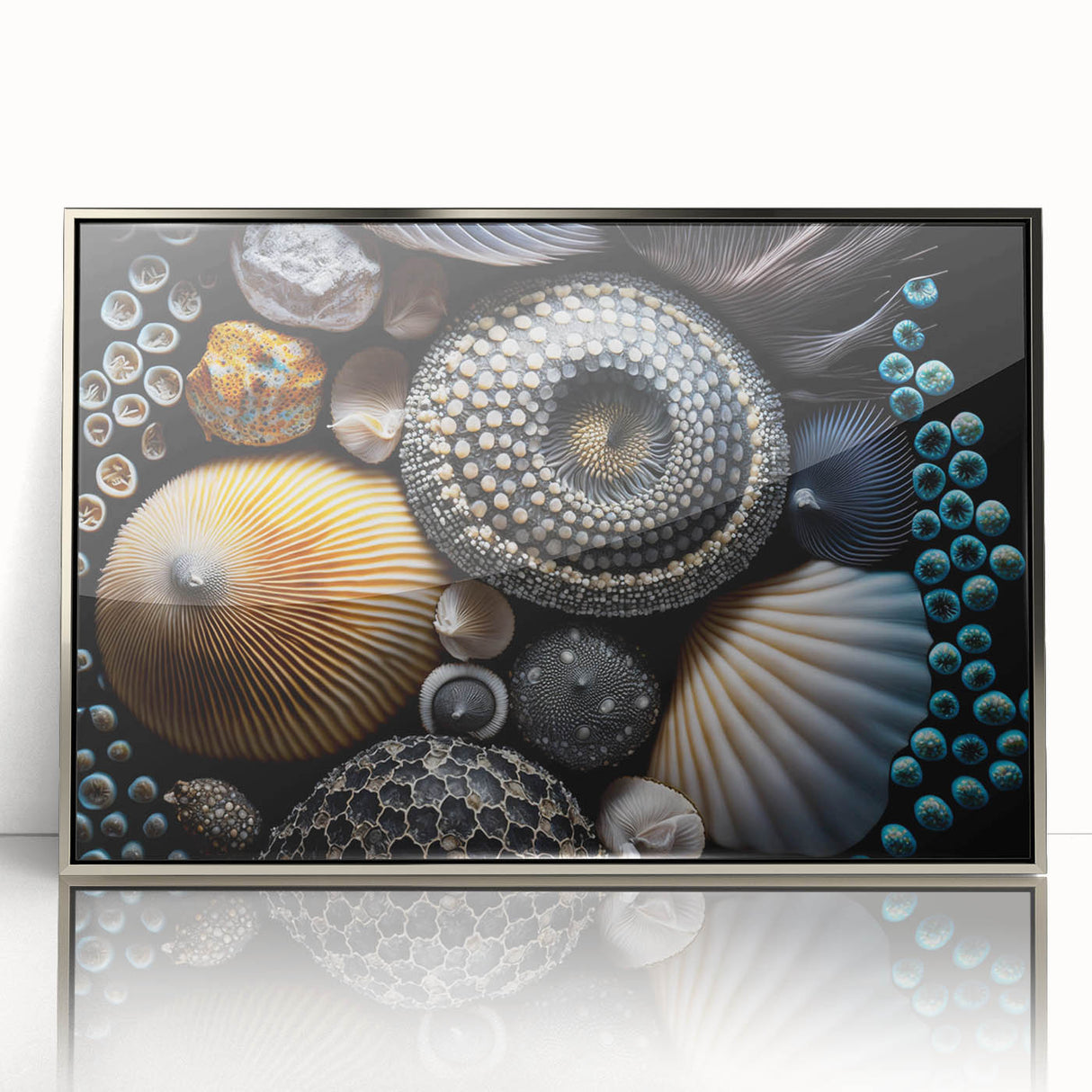 Mid-century modernist art depicting a serene forest scene in muted green and brown tones on canvas.
