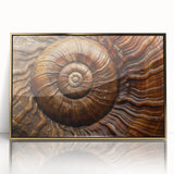 Large art print of a mid-century modernist forest scene in muted earth tones on canvas, suitable for nursery wall decor.