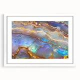Abstract art print featuring swirling blue and green patterns on canvas, suitable for bedroom or dining room decor.