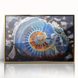 Large art print of a serene nature landscape in muted green and blue tones on canvas, suitable for modern nursery wall art.