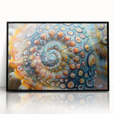 Large abstract wall art featuring swirling blue and green hues on canvas, ideal for modern living room decor.