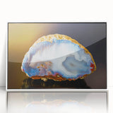 Art deco poster featuring a serene lake and mountains in pastel shades on canvas, suitable for modern nursery wall decor.