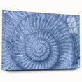 Large abstract wall art featuring swirling blue and gray tones on canvas, suitable for bedroom or dining room.