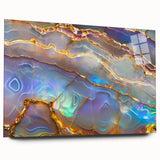 Large abstract wall art featuring swirling blue and green patterns on canvas, suitable for bedroom or dining room decor.