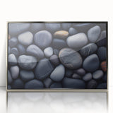 Mid-century modernist art poster depicting a serene forest landscape in muted green and brown tones.