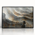 Large abstract wall art depicting swirling patterns in muted earth tones on canvas, ideal for modern living room decor.
