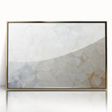 Large art print of a mid-century modernist landscape with muted earth tones on canvas, suitable for nursery wall decor.