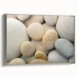 Landscape art painting depicting a serene lake scene with trees, rendered in colorful brushstrokes on a vintage poster.