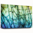 Large abstract wall art featuring swirling blue and green tones on canvas, suitable for bedroom or dining room decor.