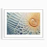 Abstract art print featuring swirling patterns in muted green and blue, ideal for dining room or bedroom wall decor.