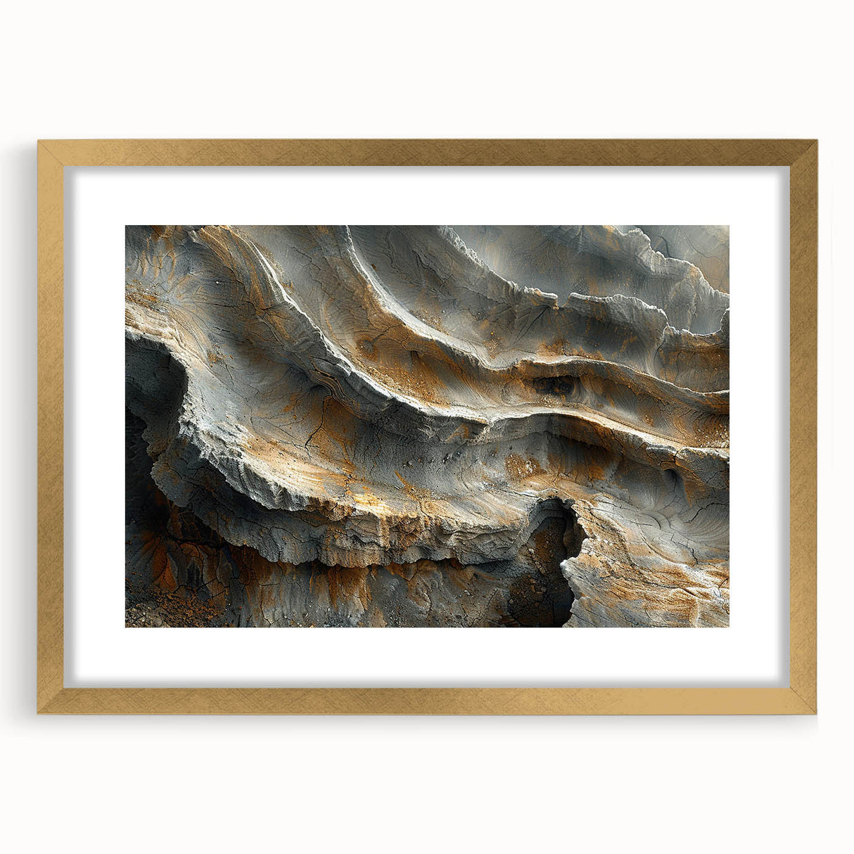 Extra large abstract art print on canvas featuring textured swirls in earthy tones, ideal for living room decor.