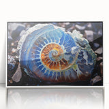 Art deco poster of a serene landscape, in muted green and blue tones, printed on canvas, suitable for nursery wall decor.