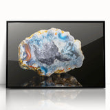 Large abstract wall art featuring mid-century modernist splashes in vivid orange and blue tones on canvas.