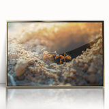 Large art print of a serene forest landscape in muted green and brown tones on canvas, ideal for modern nursery wall decor.