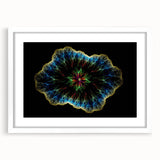 Abstract art print featuring swirling blue and green patterns on canvas, suitable for bedroom or dining room decor.