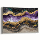 Landscape art painting featuring a vintage-style colorful mountain scene on a black background, ideal for living room decor.