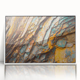 Art deco poster featuring a serene lakeside scene in muted blue and green tones on canvas, suitable for nursery wall art.