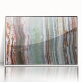 Art deco poster featuring a stylized giraffe in pastel shades on canvas, suitable for nursery wall art.