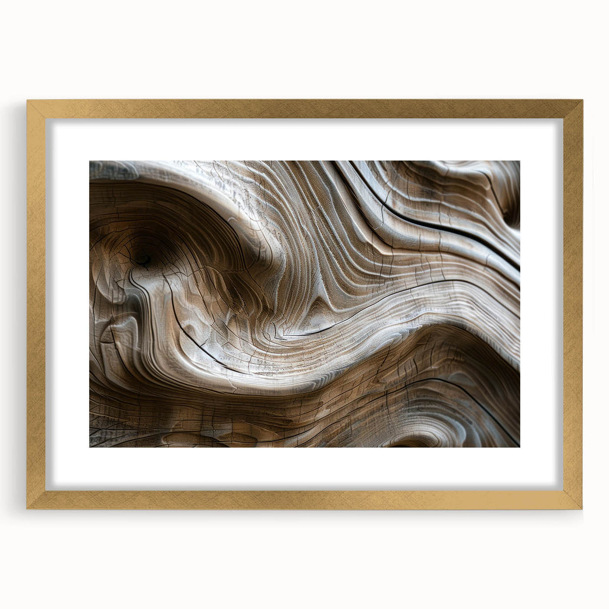 Extra large abstract art print on canvas featuring swirling textures in muted earth tones, ideal for living room decor.