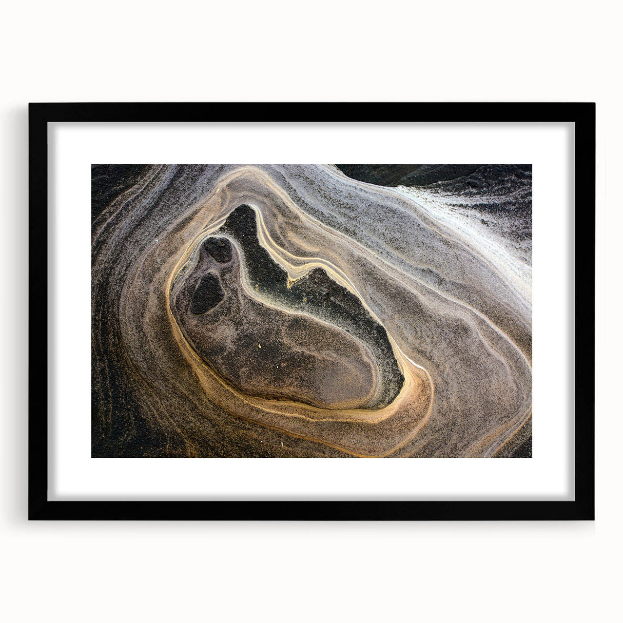 Abstract art print featuring vibrant, textured swirls of blue and orange, ideal for an extra large wall art in a living room.